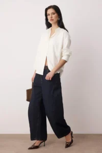 TRENDYOLMİLLA White Oxford Wide/Oversized Pattern Shirt - Image 2