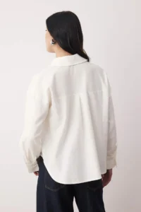 TRENDYOLMİLLA White Oxford Wide/Oversized Pattern Shirt - Image 4