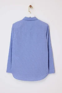 TRENDYOLMİLLA Mavi Checkered padded Wide Cuff Oversized Shirt - Image 6