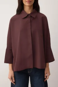 TRENDYOLMİLLA Plum Wide Cuff Oversized Weaving Shirt - Image 3