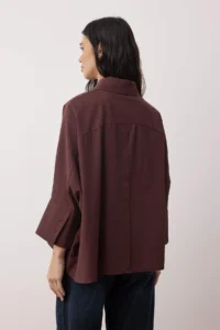TRENDYOLMİLLA Plum Wide Cuff Oversized Weaving Shirt - Image 4