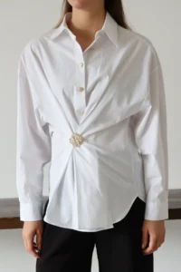 TRENDYOLMiLLA White Gold Accessory Detailed Shirt - Image 3
