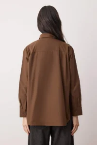 TRENDYOLMİLLA Brown Tie Wide Cut Shirt - Image 4