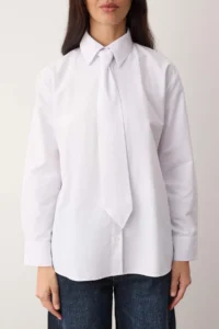 TRENDYOLMİLLA White Tie Wide Cut Shirt - Image 3