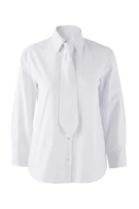 TRENDYOLMİLLA White Tie Wide Cut Shirt - Image 5