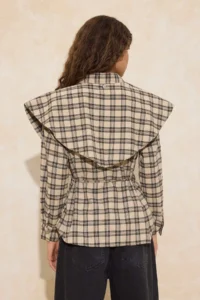 TRENDYOLMİLLA Brown Plaid removable Shawl Detailed Shirt - Image 4