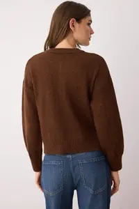 TRENDYOLMİLLA More Sustainable Brown Alpaca Wool Blend Premium/Special Yarn Knitwear Cardigan | - Image 5
