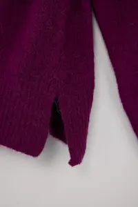 TRENDYOLMİLLA More Sustainable Fuchsia Alpaca Wool Blended Premium/Special Yarn Knitwear Cardigan | - Image 7