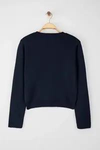 TRENDYOLMİLLA Wardrobe Essentials Navy Blue Button Detailed Cotton Basic Knitwear Cardigan | - Image 7