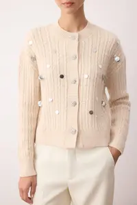 TRENDYOLMİLLA Stone sequined Mother of pearl buttoned Soft textured Knitwear Cardigan - Image 3