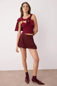 TRENDYOLMİLLA Burgundy 2 Sets Ribbed Premium/Special Yarn Soft textured Knitwear Cardigan-Blouse Set - Image 3