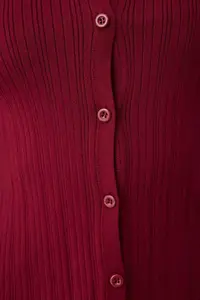TRENDYOLMİLLA Burgundy 2 Sets Ribbed Premium/Special Yarn Soft textured Knitwear Cardigan-Blouse Set - Image 4