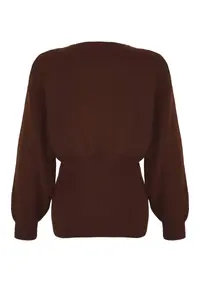 TRENDYOLMİLLA Brown Button Detailed 2 Sets Viral Knitwear Cardigan-Blouse Set - Image 7