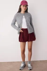 TRENDYOLMİLLA Dark Gray Knitting Detailed Soft textured Knitwear Cardigan - Image 2