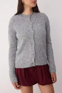 TRENDYOLMİLLA Dark Gray Knitting Detailed Soft textured Knitwear Cardigan - Image 3