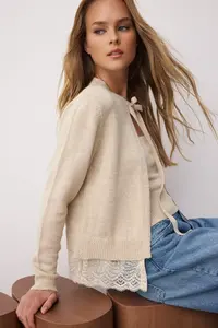 TRENDYOLMİLLA Stone 2 Sets Skirt Ucu Lace Garnili Knitwear Cardigan-Blouse Set