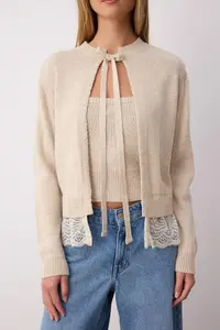 TRENDYOLMİLLA Stone 2 Sets Skirt Ucu Lace Garnili Knitwear Cardigan-Blouse Set - Image 4