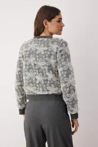 TRENDYOLMİLLA Soft textured Knitwear Cardigan with Anthracite Lace Garnish - Image 4