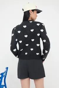 TRENDYOLMİLLA Teen Anthracite Heart Patterned Soft textured Knitwear Cardigan - Image 4