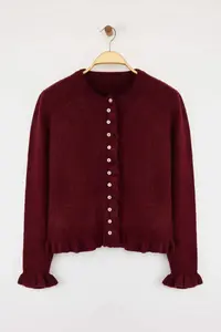 TRENDYOLMİLLA Burgundy Button Detailed Soft textured Knitwear Cardigan - Image 6