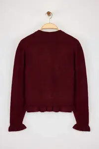 TRENDYOLMİLLA Burgundy Button Detailed Soft textured Knitwear Cardigan - Image 7