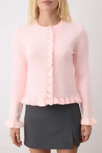 TRENDYOLMİLLA Pink Button Detailed Soft textured Knitwear Cardigan - Image 3