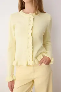 TRENDYOLMİLLA Yellow Button Detailed Soft textured Knitwear Cardigan - Image 3