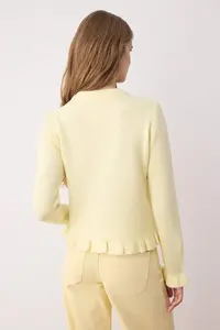 TRENDYOLMİLLA Yellow Button Detailed Soft textured Knitwear Cardigan - Image 4