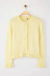 TRENDYOLMİLLA Yellow Button Detailed Soft textured Knitwear Cardigan - Image 5