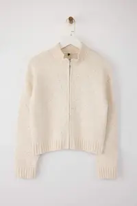 TRENDYOLMİLLA Stone Zippered Dog collar Soft textured Mink sequined Knitwear Cardigan - Image 6