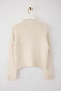 TRENDYOLMİLLA Stone Zippered Dog collar Soft textured Mink sequined Knitwear Cardigan - Image 7