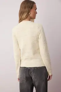 TRENDYOLMİLLA Beige gradient Patterned Soft textured Knitwear Cardigan - Image 4