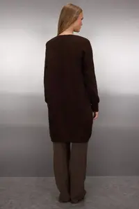 TRENDYOLMİLLA Brown 2 Sets V-neck Wide Pattern Soft textured Cardigan-Vest Knitwear Cardigan - Image 4