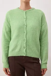 TRENDYOLMİLLA Wardrobe Essentials Light Green Soft textured Knitwear Cardigan | - Image 3