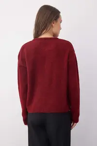 TRENDYOLMİLLA Wardrobe Essentials Red Soft textured Knitwear Cardigan | - Image 4