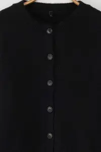 TRENDYOLMİLLA Wardrobe Essentials Black Alpaca Wool Blend Wide Pattern Knitwear Cardigan | - Image 6