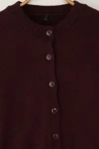 TRENDYOLMİLLA Wardrobe Essentials Burgundy Alpaca Wool Blend Wide Pattern Knitwear Cardigan | - Image 6