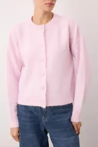TRENDYOLMİLLA Wardrobe Essentials Lilac Alpaca Wool Blend Wide Pattern Knitwear Cardigan | - Image 3