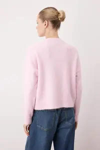 TRENDYOLMİLLA Wardrobe Essentials Lilac Alpaca Wool Blend Wide Pattern Knitwear Cardigan | - Image 4