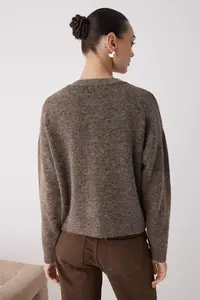 TRENDYOLMİLLA Wardrobe Essentials Mink Alpaca Wool Blend Wide Pattern Knitwear Cardigan | - Image 4