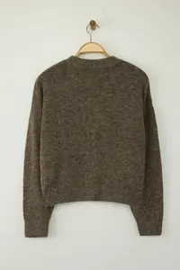 TRENDYOLMİLLA Wardrobe Essentials Mink Alpaca Wool Blend Wide Pattern Knitwear Cardigan | - Image 7