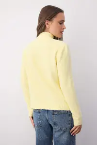 TRENDYOLMİLLA Wardrobe Essentials Yellow Woolly Zippered Dog collar Daisy Elcikli Knitwear Cardigan | - Image 5
