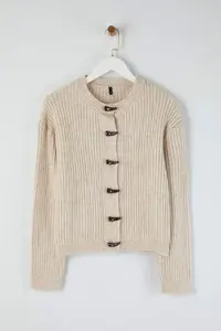TRENDYOLMİLLA Stone Soft textured Button Detailed Knitwear Cardigan - Image 5