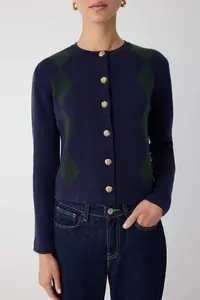 TRENDYOLMİLLA Wardrobe Essentials Navy Blue*001 Baklava Patterned buttoned Premium Yarn Knitwear Cardigan | - Image 3