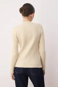 TRENDYOLMİLLA Stone Button Detailed Soft textured Slit Detailed Knitwear Cardigan - Image 4