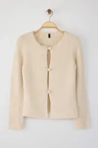 TRENDYOLMİLLA Stone textured Boucle Thread Knitwear Cardigan - Image 5