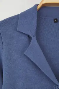 TRENDYOLMİLLA Indigo Handcrafted Rose Button Detailed Knitwear Cardigan - Image 7