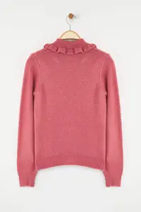 TRENDYOLMİLLA Dusty Rose Soft textured Collar Frilly Metal Button Detailed Knitwear Cardigan - Image 6