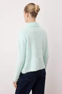 TRENDYOLMİLLA MINT Rose Button Detailed Boucle Thread Wide Pattern Knitwear Cardigan - Image 4