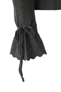 TRENDYOLMİLLA Anthracite Mercerized Look Ribbed Polo Shirt Collar Knitwear Cardigan - Image 6